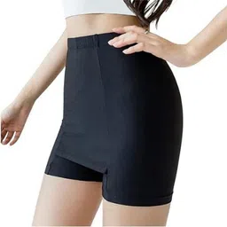 Kilvis Women Solid Black High-Rise Under Skirt Shorts-picture-34