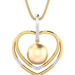 KUBERBOX Pearl-o-Heart 18KT Gold Diamond Studded Pendant-1.67gm-image-73