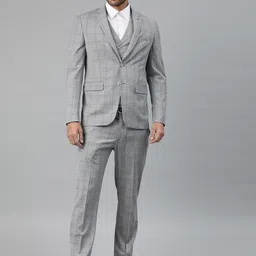 louis philippe Men Blazer and Waistcoat with Trousers Checkered Suit-picture-19