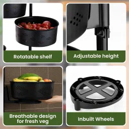 jd fresh 4 Layer ABS Rotating Kitchen Trolley with Wheel/Multipurpose Storage Rack Plastic Kitchen Trolley image 4