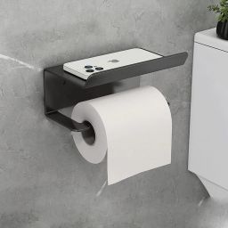 Toilet Paper Holder, Wall Mount Adhesive Toilet Paper Holder with Shelf Stainless Steel Toilet Paper Holder-image-58