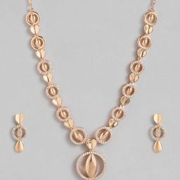 MEIRA JEWELLERY Rose Gold Plated American Diamond-Studded Jewellery Set-image-27
