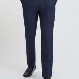 Raymond Men Blue Regular Fit Solid Formal Trousers-image-11