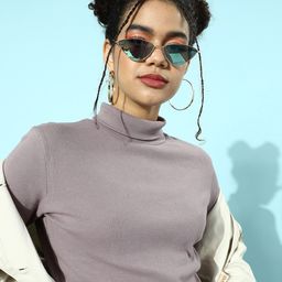 STREET 9 Women Beautiful Grey Solid Knitted Top-image-77