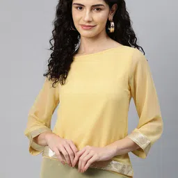 Cottinfab Sequinned Embellished Cotton Georgette Top-image-67