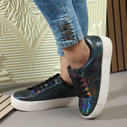 ELLE Women Textured Round Toe Lace-Ups Sneakers-image-8