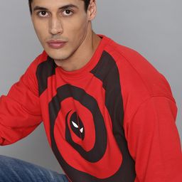 Kook N Keech Marvel Men Red & Black Deadpool Print Sweatshirt-image-9