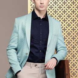 House of Pataudi Shawl Collar Single-Breasted Embellished Blazer-16