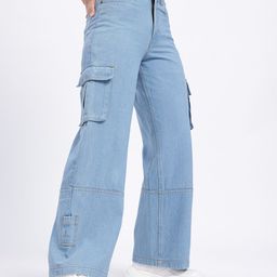 glitchez Women Cargo Style Flared Jeans-image-50