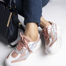 Shoetopia Women Peach Colourblocked Lightweight Sneakers-image-55
