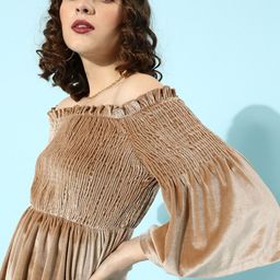 KASSUALLY Women Chic Brown Self-Design Velvet Top-image-69