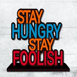 Phirki Studio Orange & Blue Stay Hungry Stay Foolish Positive Quote Wooden Desk Showpiece-image-96