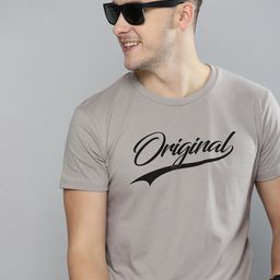 HERE&NOW Men Grey Typography Printed T-shirt-image-39