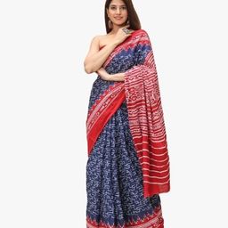 KIAARON Ethnic Motifs Pure Cotton Block Print Saree-picture-3
