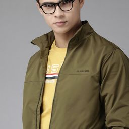 U.S. Polo Assn. Men Olive Green Bomber Jacket-image-101