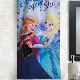 Disney Kids Blue & Orange Frozen Printed 350GSM Bath Towel-image-92