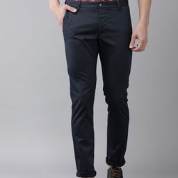 Arrow Sport Men Navy Blue Textured Slim Fit Trousers-image-71
