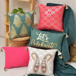 BLANC9  Set of 5 Ethnic Motifs Square Cushion Covers-23
