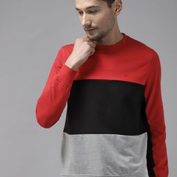 Blackberrys Men Red & Black Colourblocked Sweatshirt-image-99