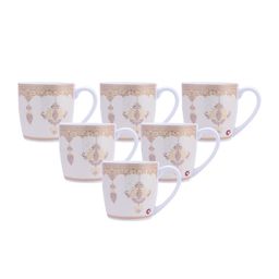 CLAY CRAFT Set Of 6 Cream Coloured & Beige Floral Printed Ceramic Cups image 2