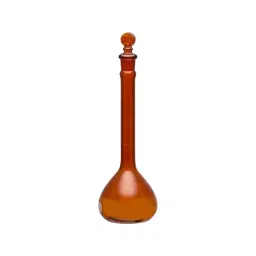 Supertek 2000 ml Class A Narrow Mouth Volumetric Flask With Glass Stopper, Amber, 46.412.0105-13