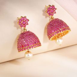 Peora Gold-Plated Cubic Zirconia Jhumkas-image-58