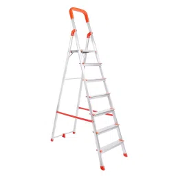 Mizu 7 Steps Foldable ladder Aluminium 213.36 cm Silver Load Capacity Upto 400 Kg with Platform for Home-13