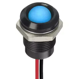 RS PRO Blue Panel Mount Indicator 12V DC, Mounting Hole Size 14 mm, Termination Type Lead Wires, IP Rating IP67, Model No 1302276-0