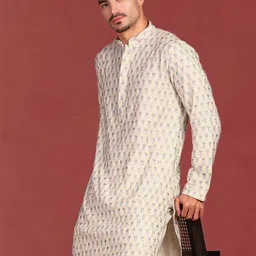 Anouk Geometric Embroidered Mandarin Collar Chikankari Cotton Straight Kurta-image-24