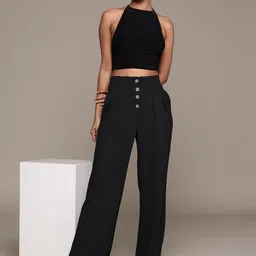 The Roadster Lifestyle Co. Women Button Detail Parallel Trousers-image-19