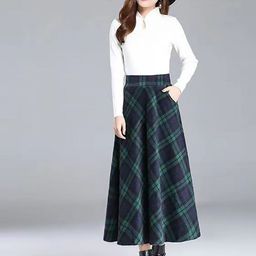 StyleCast x Revolte Checked Flared Midi Skirts-36