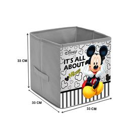 Kuber Industries Grey & Black Disney Mickey Print Extra Large Foldable Storage Cube With Handle image 5