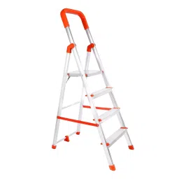 Mizu 4 Steps Foldable ladder Aluminium 127 cm Silver Load Capacity Upto 400 Kg with Platform for Home-9