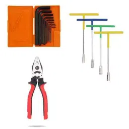 Hillgrove 9 Pcs Full Hex Allen Key Set with 203.2 mm (8 Inch) Combinational Plier combo HGCM340M1-14