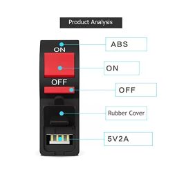 A4S Fog Light Switch with USB Charging -Black (Each of 1) image 2