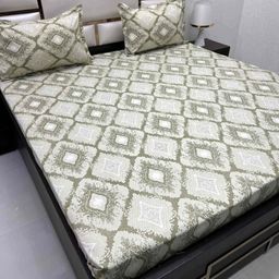 Pure Decor Green & White Ethnic Motifs 260 TC Queen Bedsheet with 2 Pillow Covers-picture-23