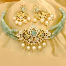 UNNATI JEWEL Beige Brass Jewellery Set-15