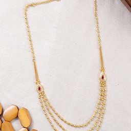 Sangria Gold-Plated Ruby & Kundan Studded Layered Necklace-31