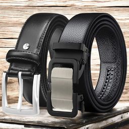 The Roadster Lifestyle Co. Pack Of 2 Men Tang & Slider Buckle Closure Formal Belts-image-99