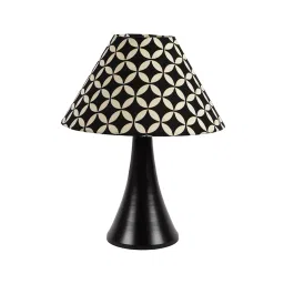 Tucasa TC-55 304.8 mm (12 Inch) Geometric Black & White Print Table Lamp with Metal Base-11