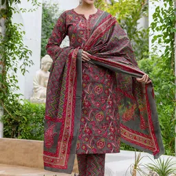 SKYLEE Women Floral Printed Kurta with Trousers & Dupatta-image-91