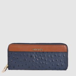Hidesign Women Blue & Brown Textured Leather Zip Around Wallet-image-21