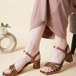 ZENVO Strapy Backstrap Open Toe Block Heels image 1