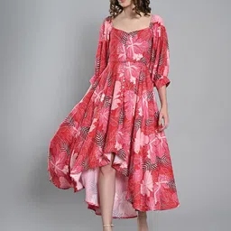 Iti Women Floral Printed Puff Sleeve Crepe Maxi Midi Dress-image-65