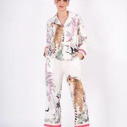 clobug Animal Printed Lapel Neck Shirt With Trousers-image-14