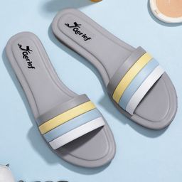 GERIEF Women Striped Open Toe Flats-image-38