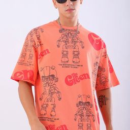 The Indian Garage Co Men Floral Printed Hooded Boxy T-shirt-image-68
