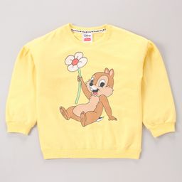 Babyhug Full Sleeves Knit Sweatshirt With 'Chip And Dale' Graphics & Balloon Sleeves - Yellow-image-91