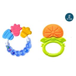 Tiny Tycoonz Fruit Shape and Rattle Silicone Teether Pack of 2 - Multicolor-5