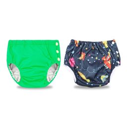 Chinmay Kids Swimming Pants Reusable Swimwear Diaper Pool Pants Pack of 2 - Green & Dark Blue-11
